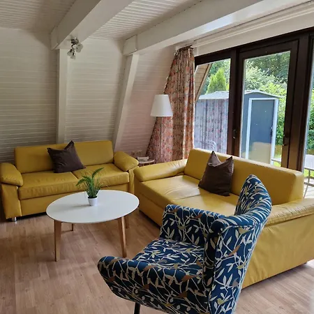 Wooden Bungalow With A Terrace In A Wooded Area Holiday home Berneburg